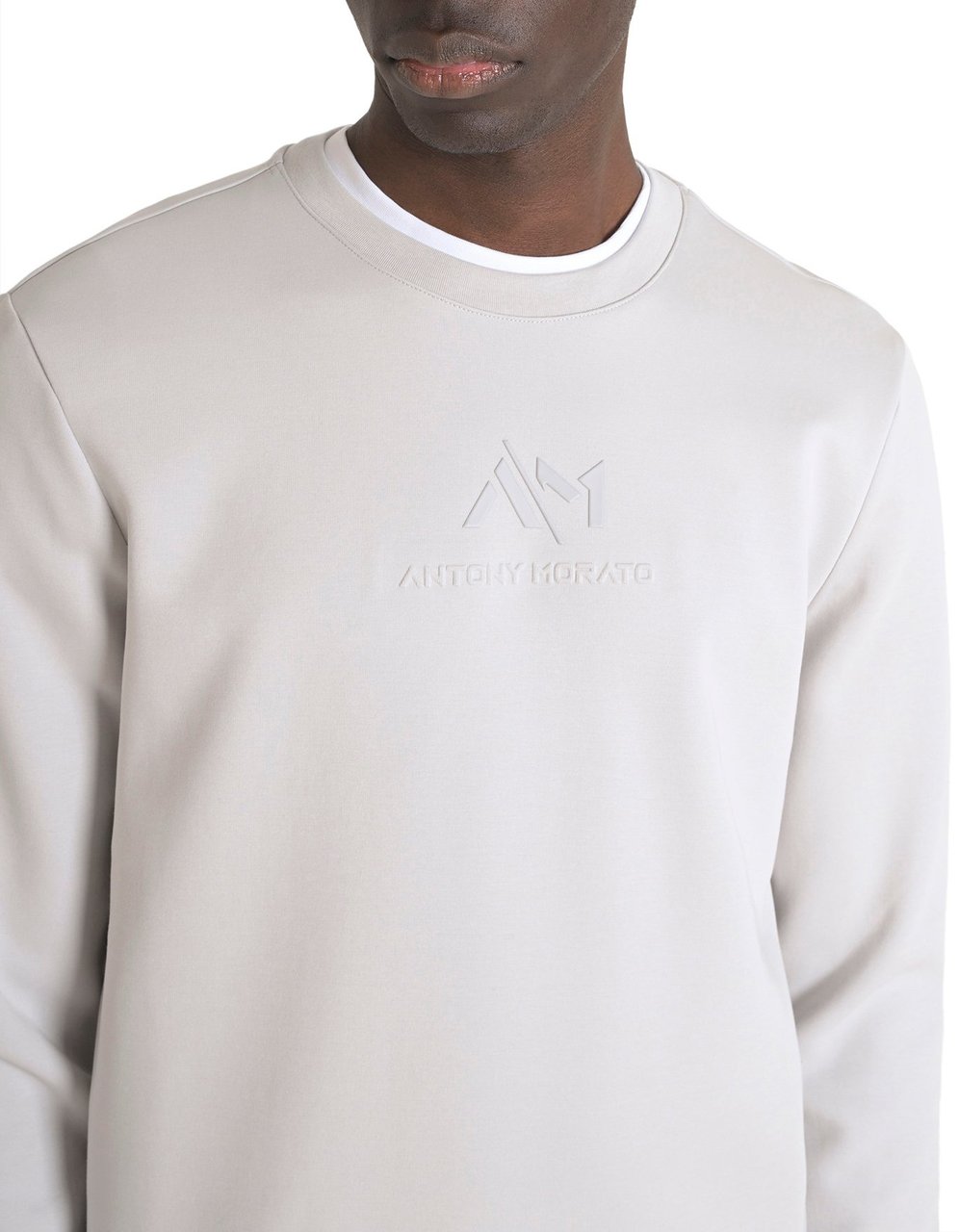 Antony Morato SWEATSHIRT SLIM FIT IN INTERLOCK COTTON BLEND FABRIC WITH FOAM LOGO PRINT Wit