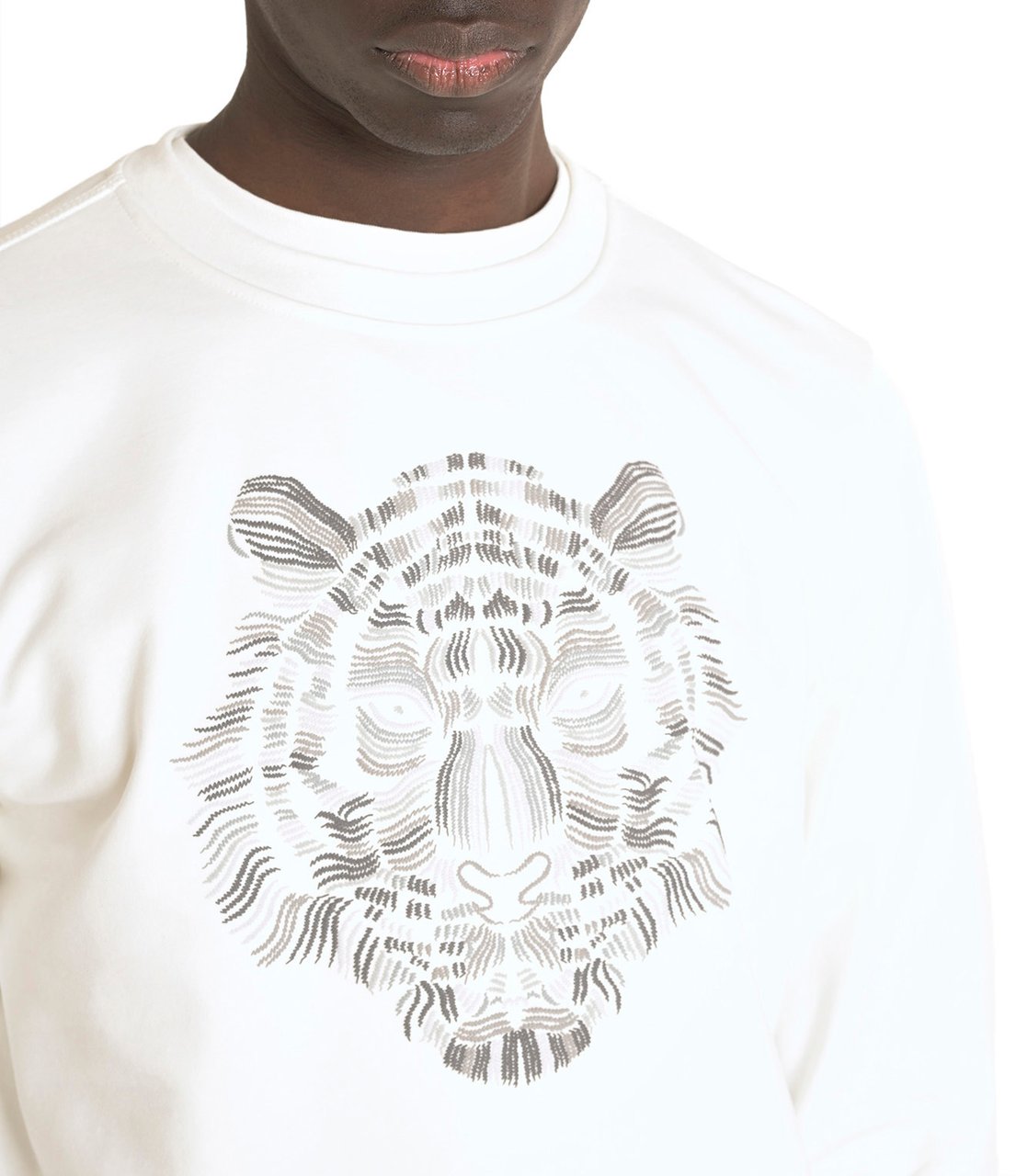 Antony Morato SWEATSHIRT REGULAR FIT IN SUSTAINABLE COTTON BLEND FABRIC WITH TIGER PRINT SPONGE EFFECT Beige