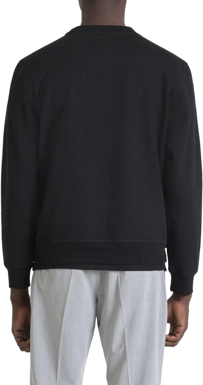 Antony Morato SWEATSHIRT REGULAR FIT IN SUSTAINABLE COTTON BLEND FABRIC WITH TIGER PRINT SPONGE EFFECT Zwart
