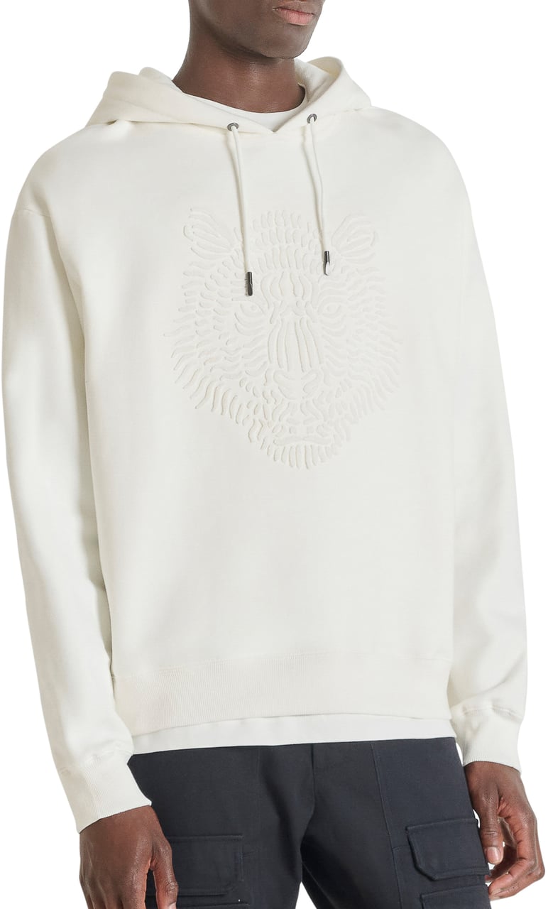 Antony Morato HOODIE BOXY NEUTER FABRIC WITH TIGER PRINT Beige