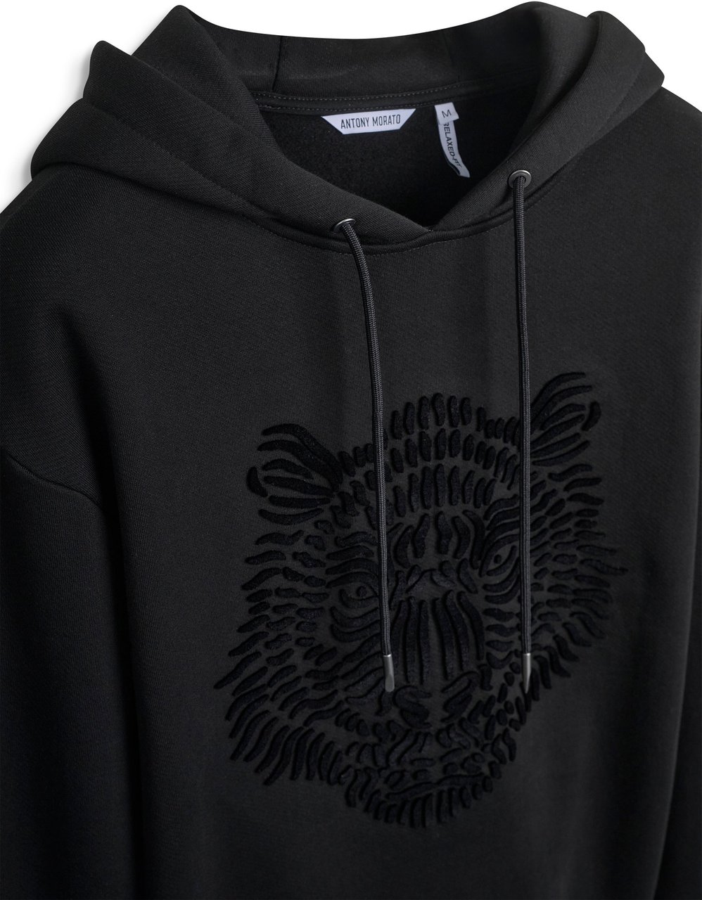Antony Morato HOODIE BOXY NEUTER FABRIC WITH TIGER PRINT Zwart