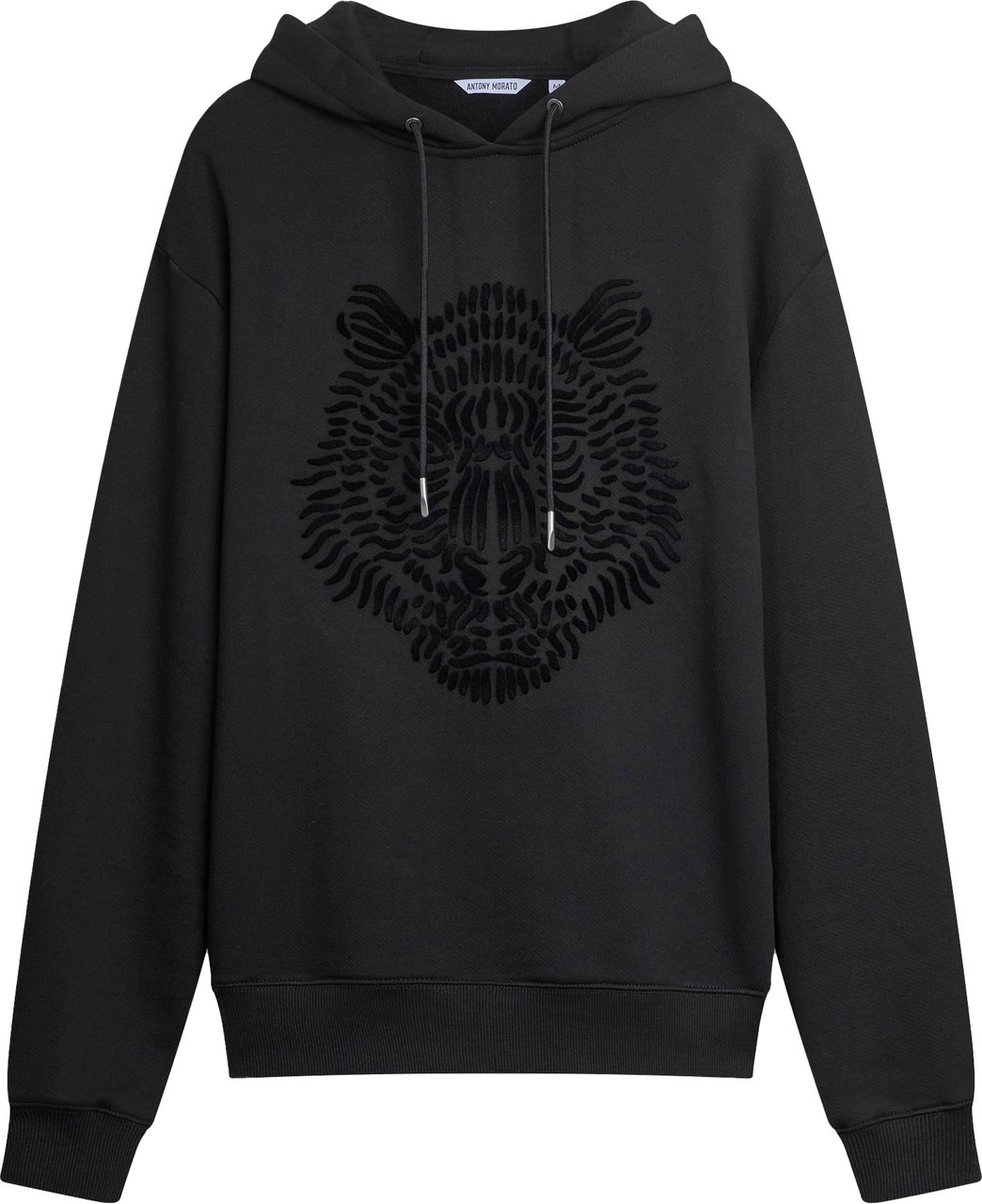 Antony Morato HOODIE BOXY NEUTER FABRIC WITH TIGER PRINT Zwart