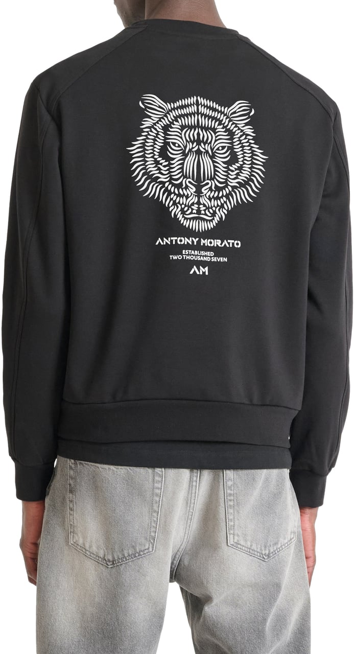Antony Morato SWEATSHIRT RELAXED FIT WITH LOGOED WOVEN PATCH Zwart