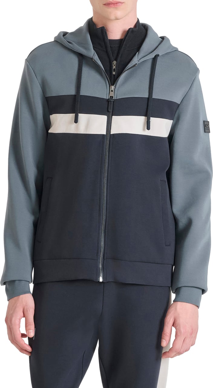 Antony Morato HOODIE REGULAR FIT  WITH LOGOED BADGE ON RUBBER PATCH Blauw