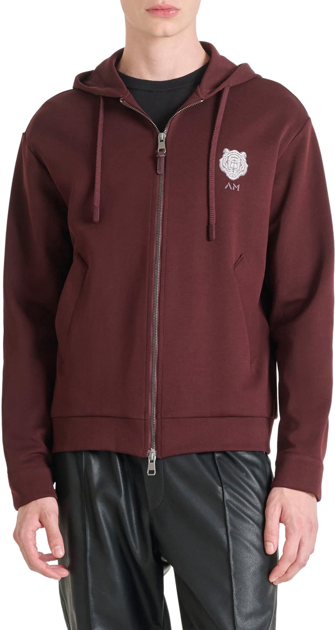 Antony Morato HOODIE REGULAR FIT WITH RUBBER TIGER PATCH Rood