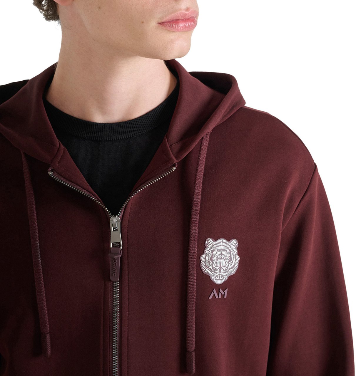 Antony Morato HOODIE REGULAR FIT WITH RUBBER TIGER PATCH Rood