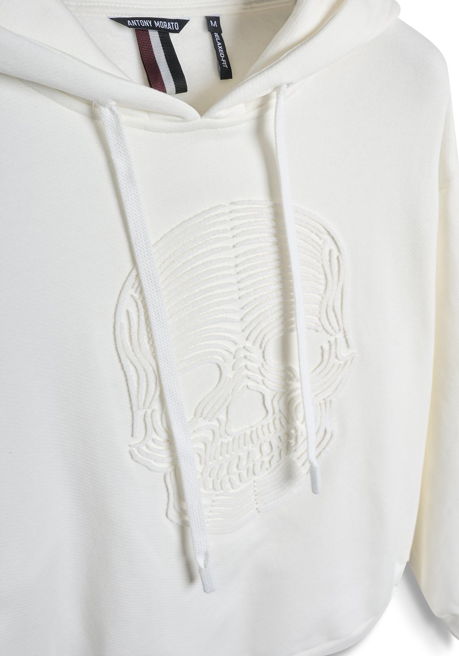 Antony Morato HOODIE BOXY FIT IN TERRY COTTON FABRIC WITH SKULL SPONGE PRINT Beige