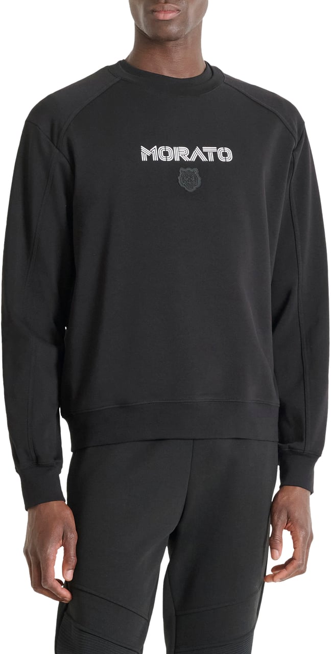 Antony Morato SWEATSHIRT RELAXED FIT WITH RUBBER FLOCK LOGO PRINT Zwart