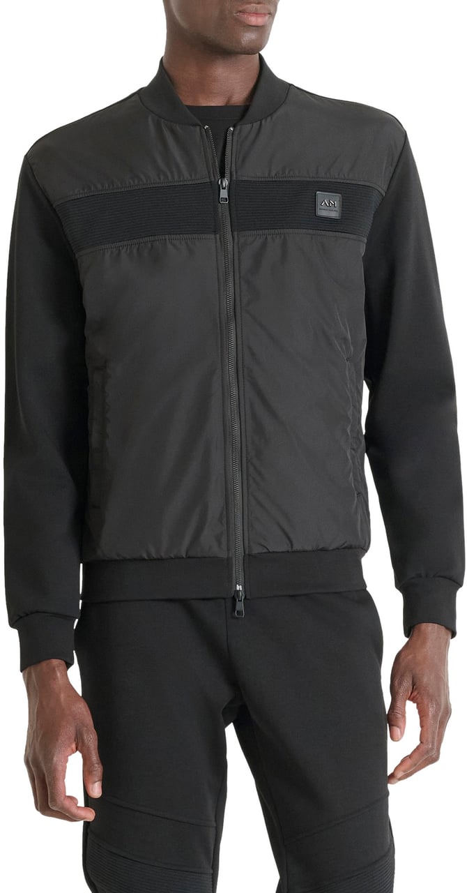 Antony Morato SWEATSHIRT REGULAR FIT WITH TECHNO FABRIC AS CONTRAST Zwart