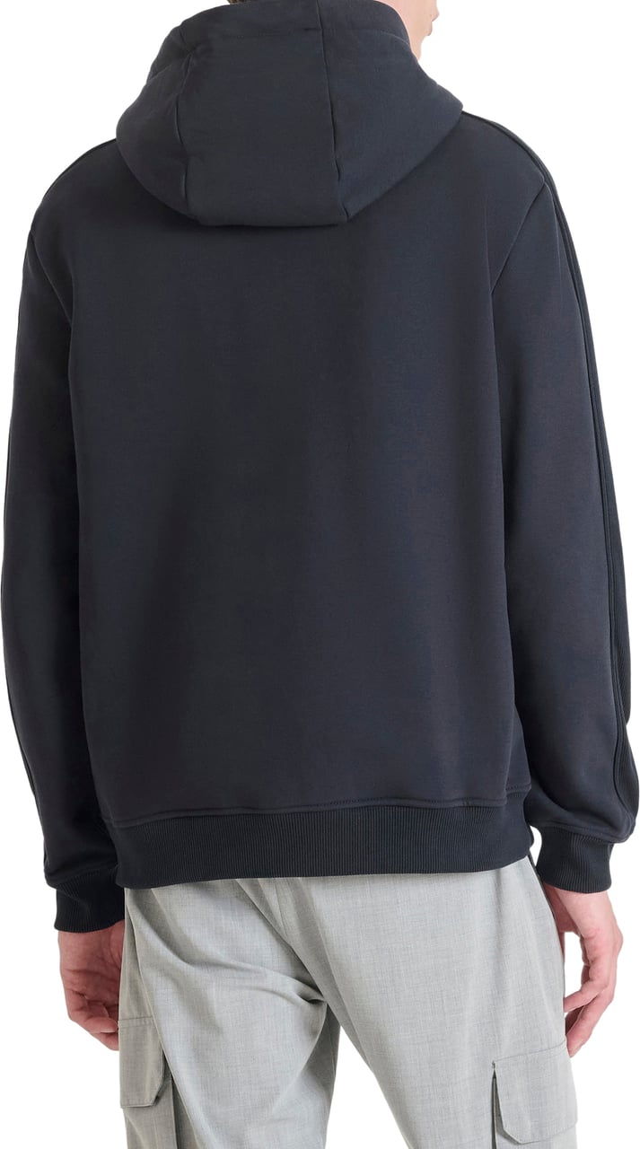Antony Morato HOODIE RELAXED FIT WITH SPONGE LOGO PRINT Blauw