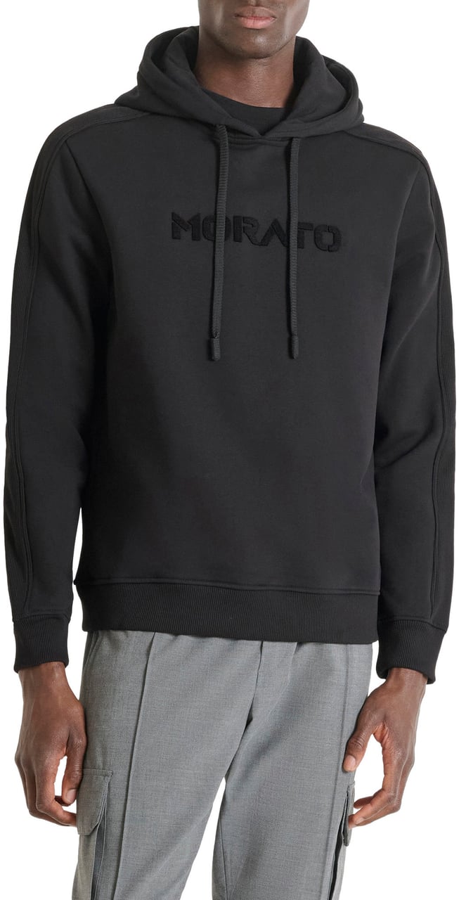 Antony Morato HOODIE RELAXED FIT WITH SPONGE LOGO PRINT Zwart