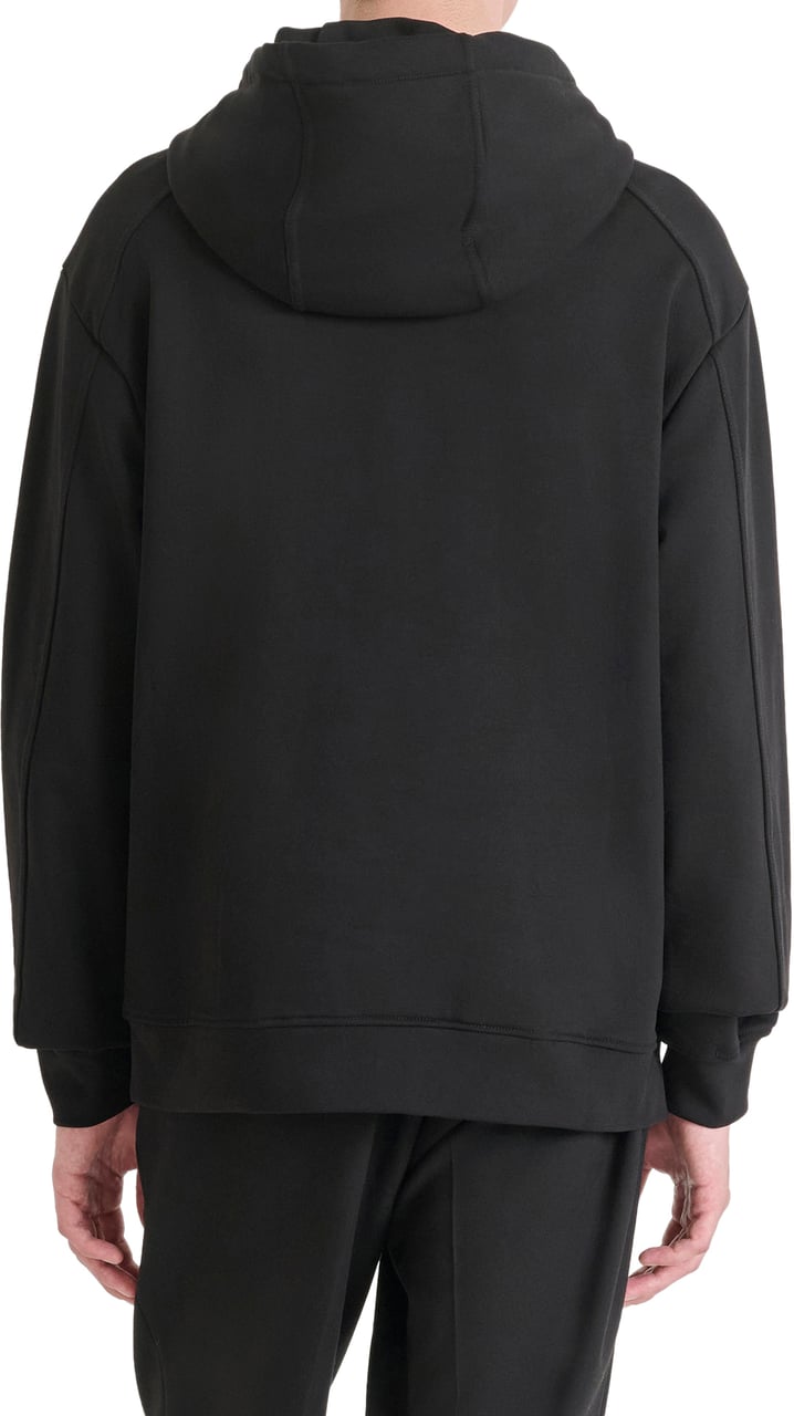 Antony Morato HOODIE RELAXED FIT AND FLOCK LOGO PRINT Zwart