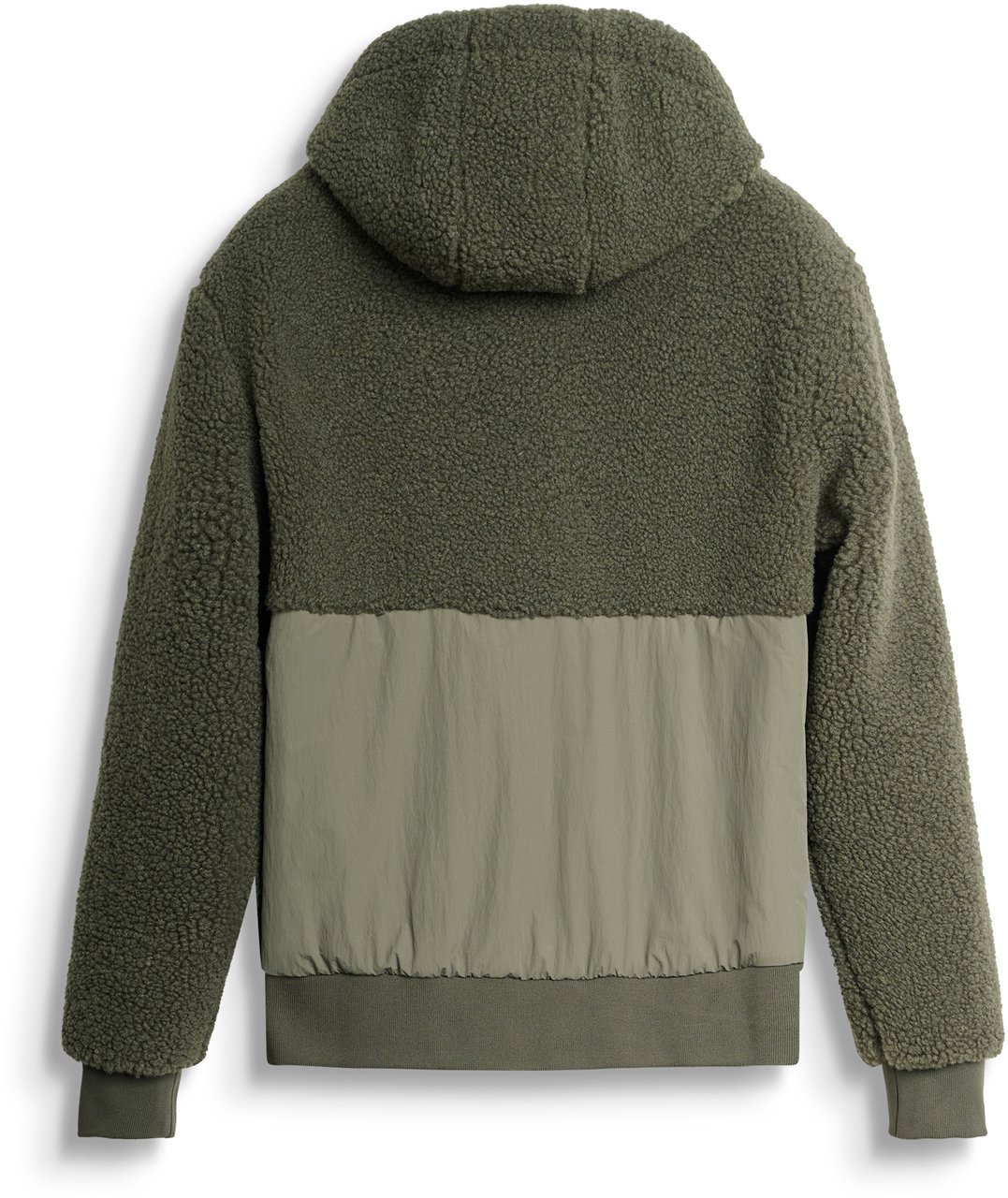 Antony Morato HOODIE RELAXED FIT IN FAUX FUR FABRIC WITH CRINCKLE NYLON FABRIC AS CONTRAST AND METAL LOGO Groen