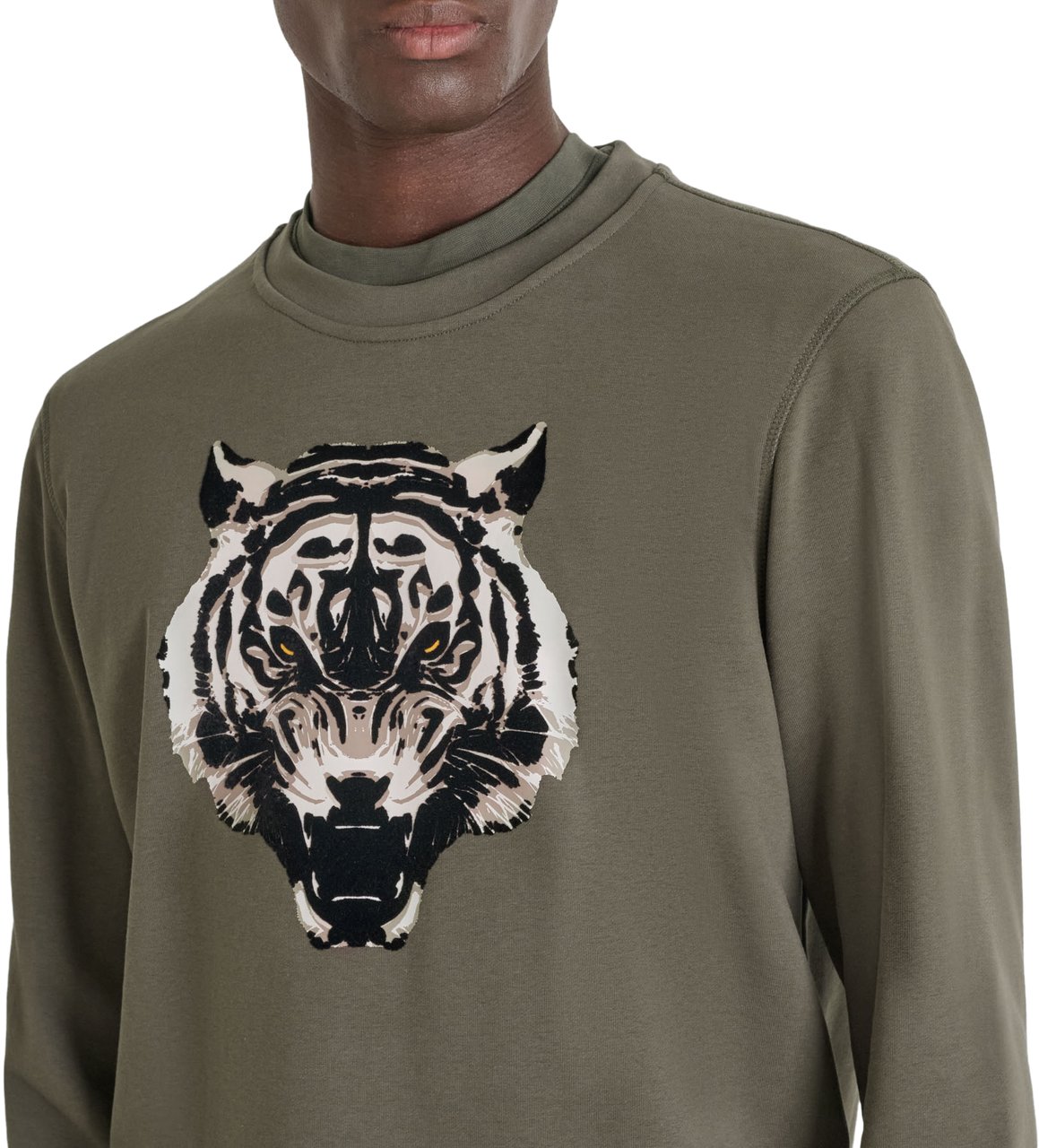 Antony Morato SWEATSHIRT REGULAR FIT WITH FLOCK PRINT Groen