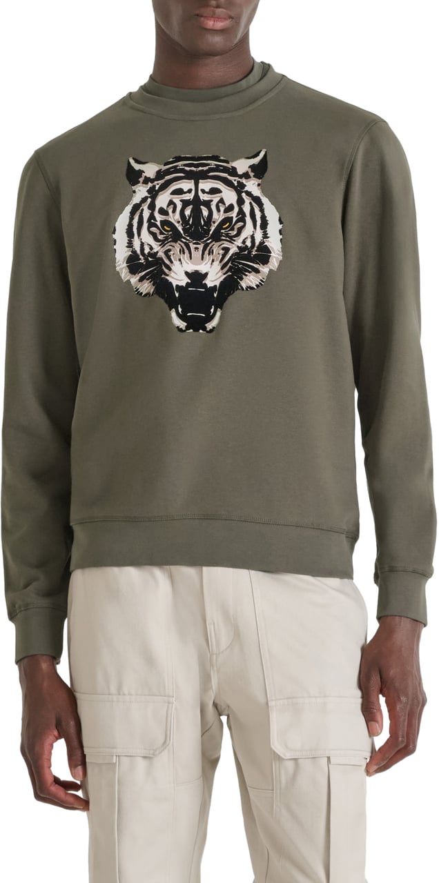 Antony Morato SWEATSHIRT REGULAR FIT WITH FLOCK PRINT Groen