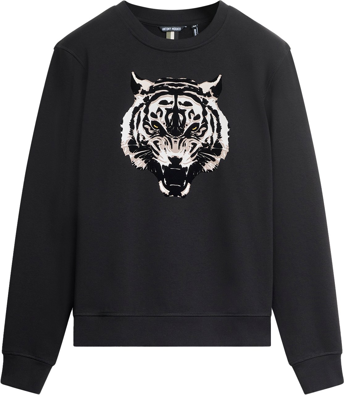 Antony Morato SWEATSHIRT REGULAR FIT WITH FLOCK PRINT Zwart