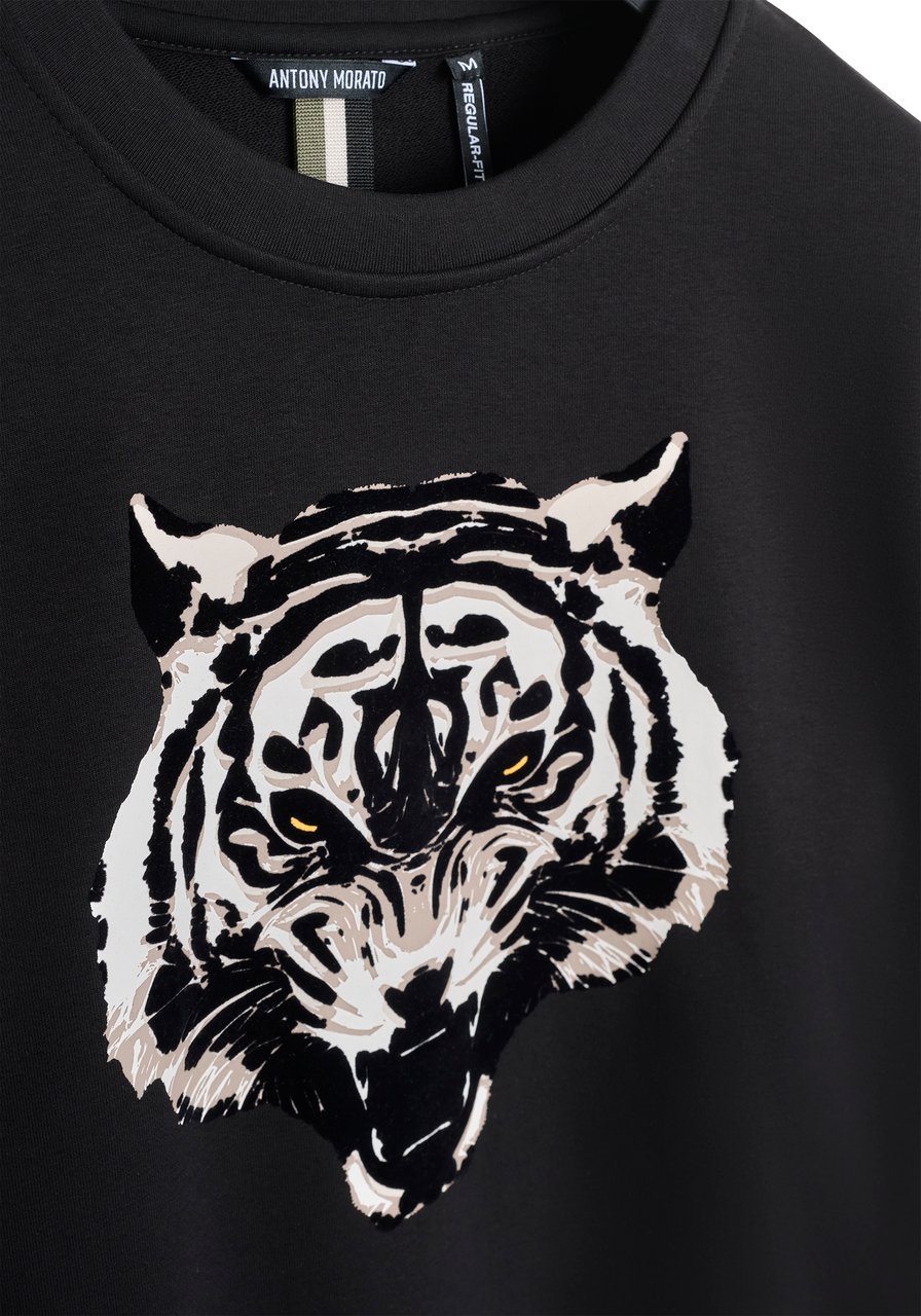 Antony Morato SWEATSHIRT REGULAR FIT WITH FLOCK PRINT Zwart