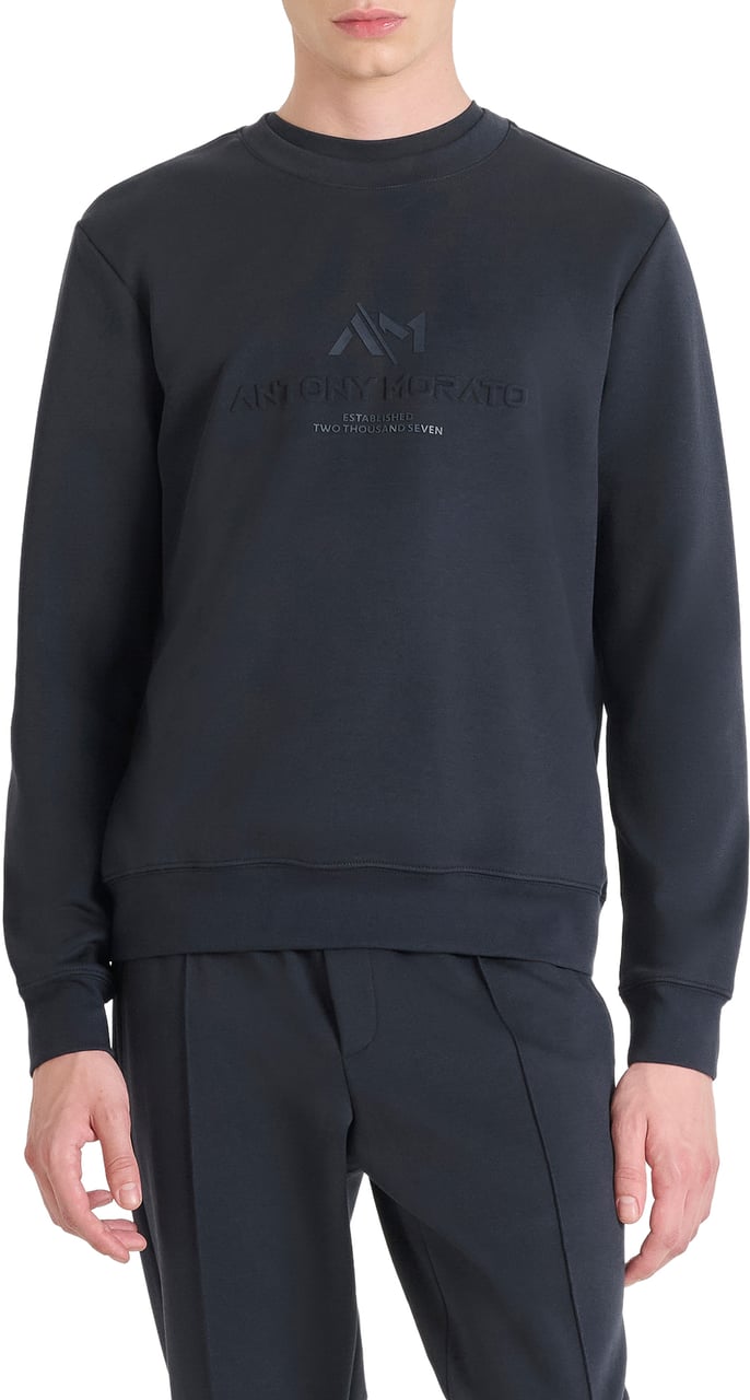 Antony Morato SWEATSHIRT SLIM FIT AND EMBOSSED LOGO PRINT Blauw