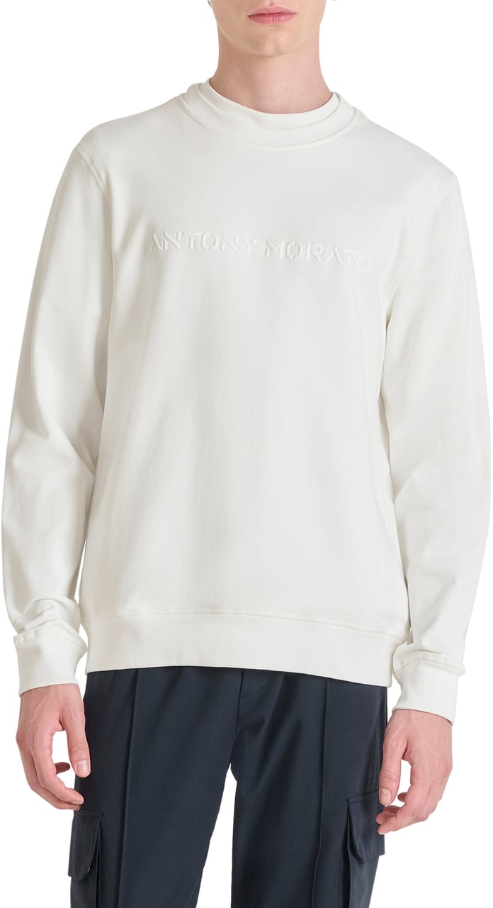 Antony Morato SWEATSHIRT REGULAR FIT WITH RUBBER DIAMOND LOGO PRINT Beige
