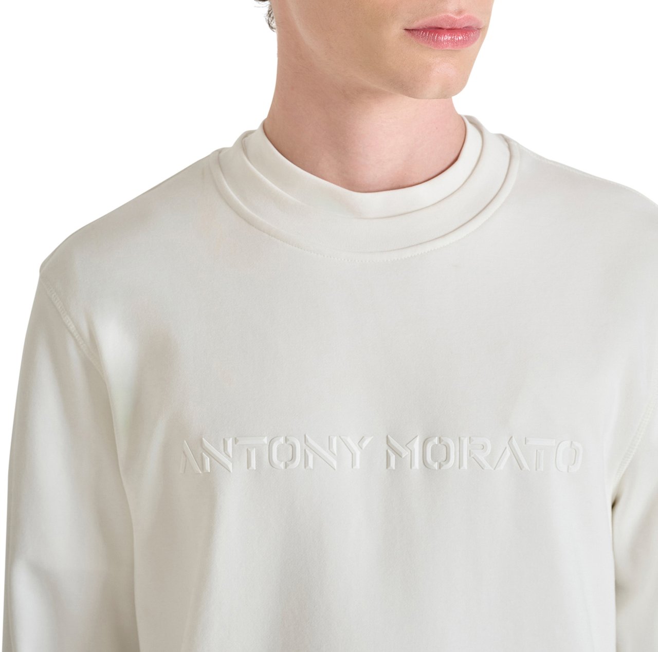 Antony Morato SWEATSHIRT REGULAR FIT WITH RUBBER DIAMOND LOGO PRINT Beige