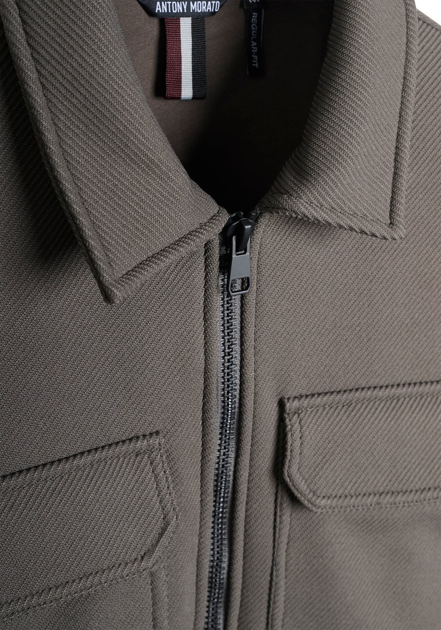 Antony Morato SWEATSHIRT REGULAR FIT IN COMPOUND POLYESTER FABRIC TWILL MOTIF WITH LOGOED METAL BADGE Groen