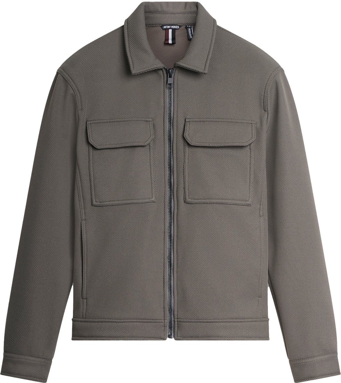 Antony Morato SWEATSHIRT REGULAR FIT IN COMPOUND POLYESTER FABRIC TWILL MOTIF WITH LOGOED METAL BADGE Groen