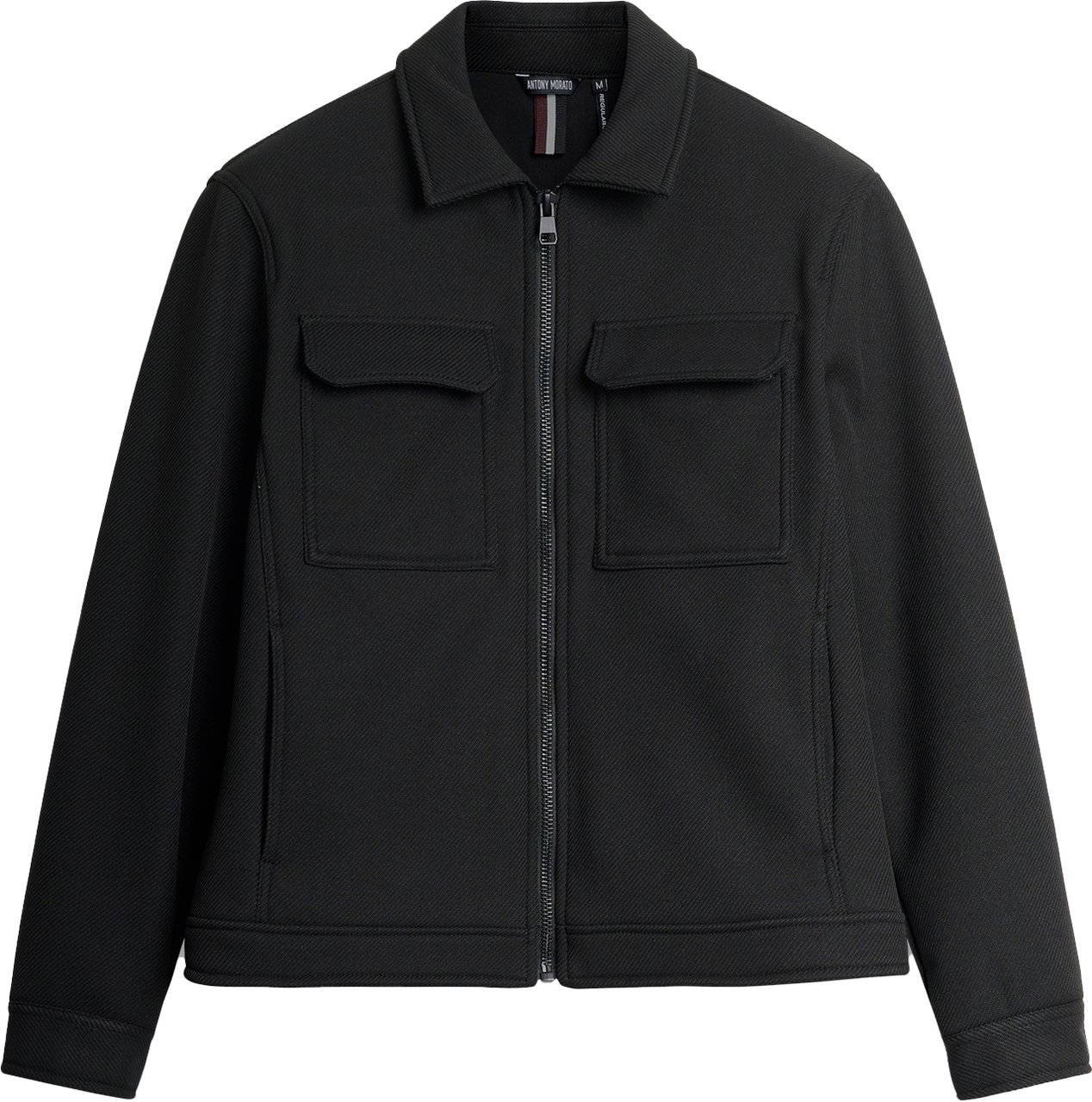 Antony Morato SWEATSHIRT REGULAR FIT TWILL MOTIF WITH LOGOED BADGE Zwart