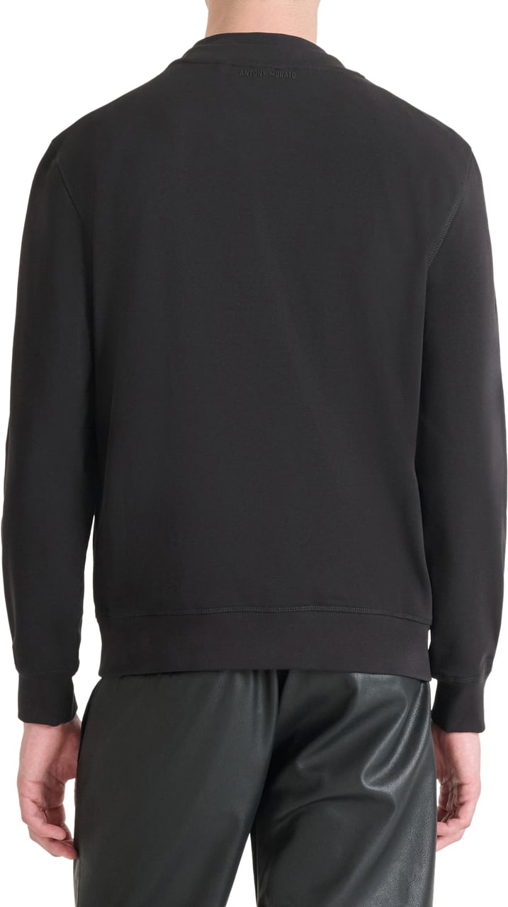 Antony Morato SWEATSHIRT REGULAR FIT WITH FLOCK PRINT Zwart