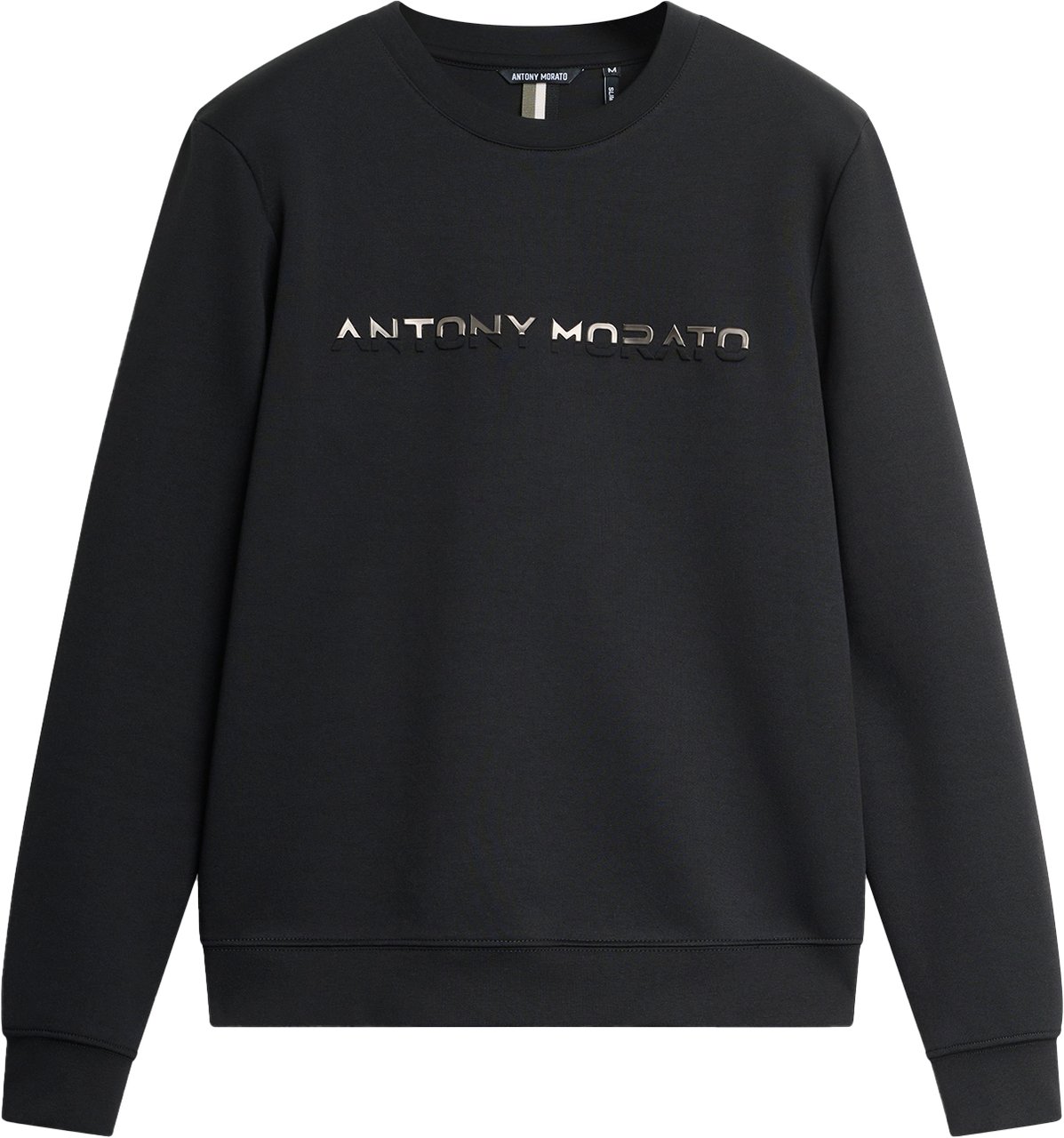 Antony Morato SWEATSHIRT SLIM FIT WITH  LAMINATED FOAM AND EMBOSSED LOGO PRINT Zwart