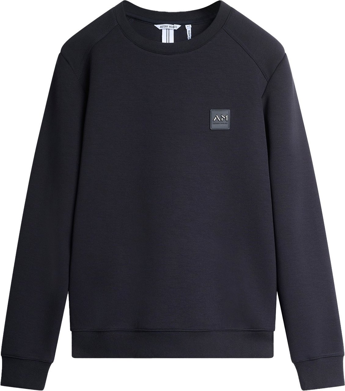 Antony Morato SWEATSHIRT REGULAR FIT IN STRETCH SCUBA VISCOSE BLEND FABRIC WITH LOGOED METAL BADGE ON RUBBER PATCH Blauw