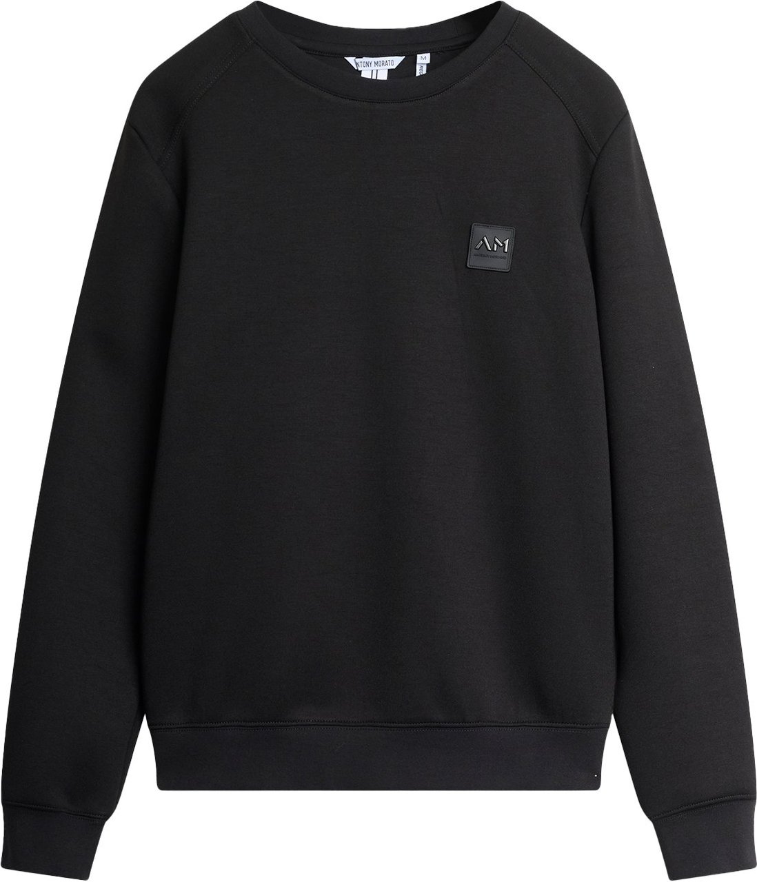 Antony Morato SWEATSHIRT REGULAR FIT IN STRETCH SCUBA VISCOSE BLEND FABRIC WITH LOGOED METAL BADGE ON RUBBER PATCH Zwart