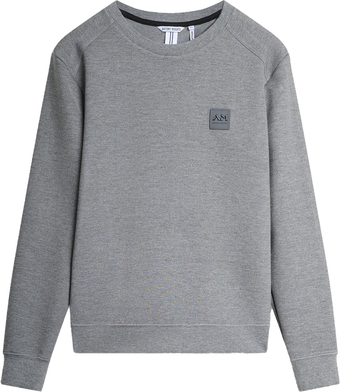 Antony Morato SWEATSHIRT REGULAR FIT IN STRETCH SCUBA VISCOSE BLEND FABRIC WITH LOGOED METAL BADGE ON RUBBER PATCH Grijs