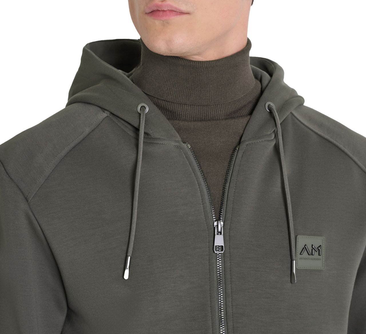 Antony Morato HOODIE REGULAR FIT  WITH LOGOED METAL BADGE ON RUBBER PATCH Groen