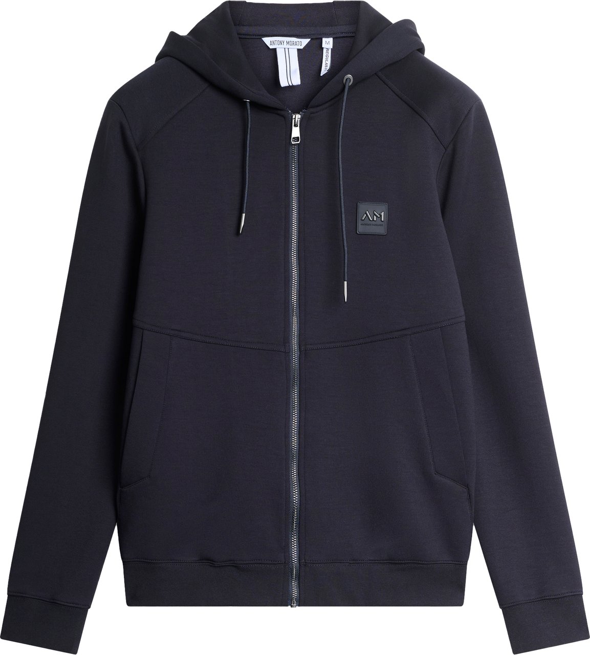 Antony Morato HOODIE REGULAR FIT  WITH LOGOED METAL BADGE ON RUBBER PATCH Blauw