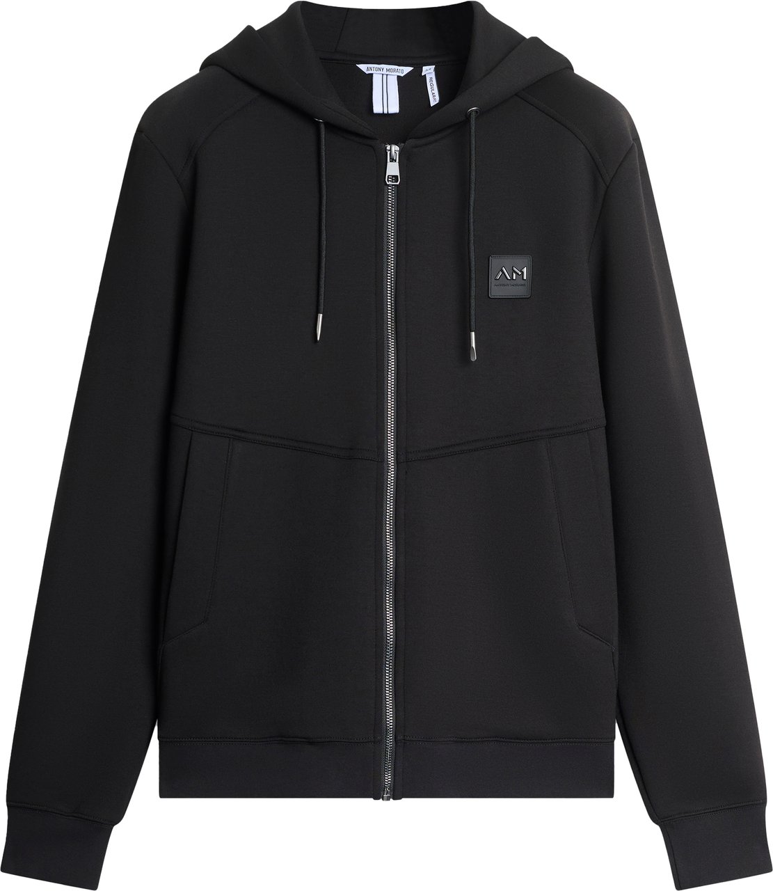 Antony Morato HOODIE REGULAR FIT WITH LOGOED METAL BADGE ON RUBBER PATCH Zwart