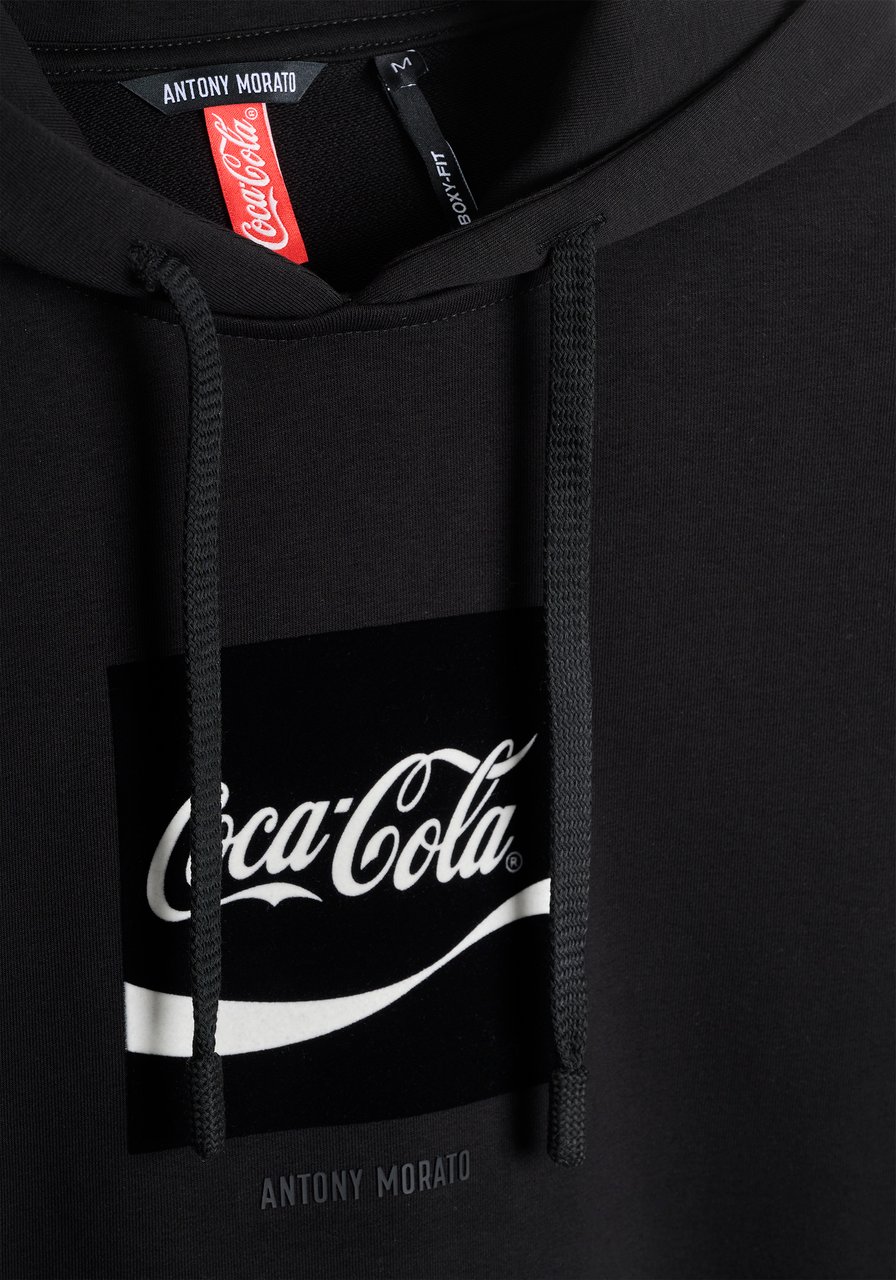 Antony Morato HOODIE BOXY FIT WITH FLOCK AND RUBBER INJECTION LOGO PRINT Zwart