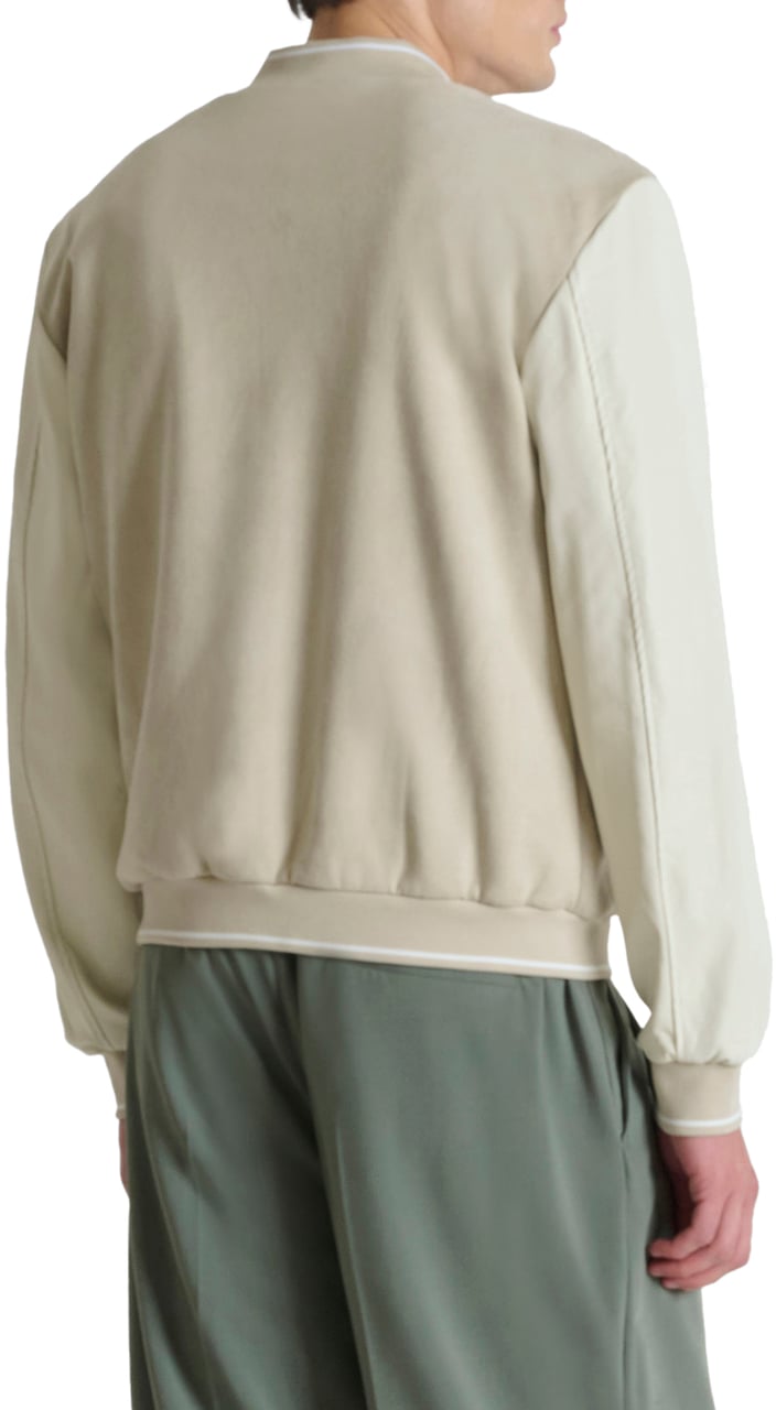 Antony Morato SWEATSHIRT REGULAR FIT IN STRETCH FAUX SUEDE WITH SLEEVES IN FAUX LEATHER AND PRINTED LOGO Beige