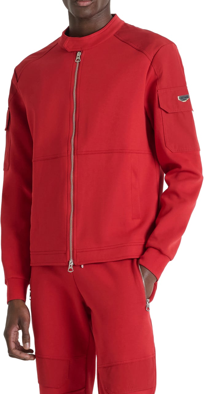 Antony Morato BOMBER SLIM FIT IN BLEND COTTON FABRIC WITH KOREAN COLLAR AND TWO METAL LAYERS PLATE ON SLEEVE Rood