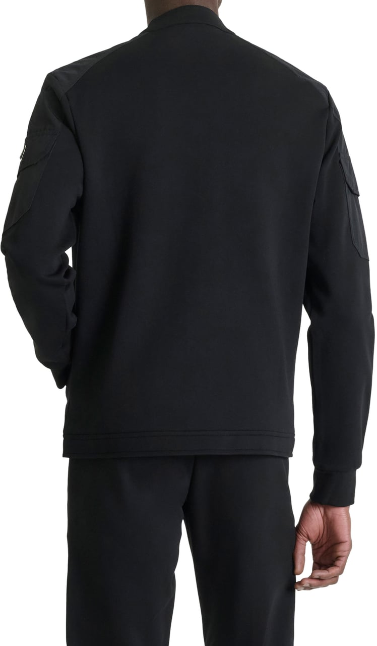 Antony Morato BOMBER SLIM FIT IN BLEND COTTON FABRIC WITH KOREAN COLLAR AND TWO METAL LAYERS PLATE ON SLEEVE Zwart