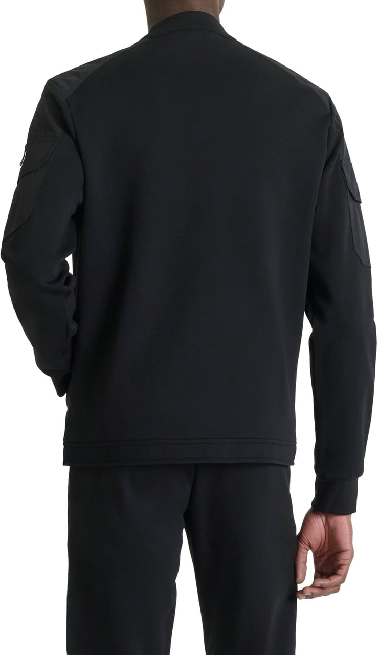 Antony Morato BOMBER SLIM FIT IN BLEND COTTON FABRIC WITH KOREAN COLLAR AND TWO METAL LAYERS PLATE ON SLEEVE Zwart