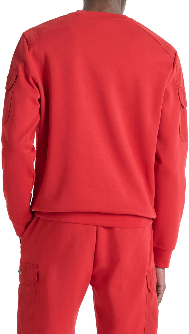 Antony Morato FLEECE REGULAR FIT ROUND NECK FABRIC WITH RUBBER METAL PLATE ON SLEEVE Rood