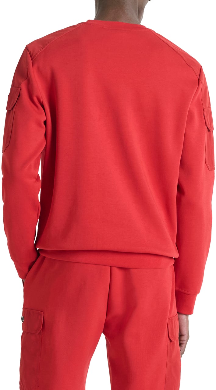 Antony Morato FLEECE REGULAR FIT ROUND NECK FABRIC WITH RUBBER METAL PLATE ON SLEEVE Rood