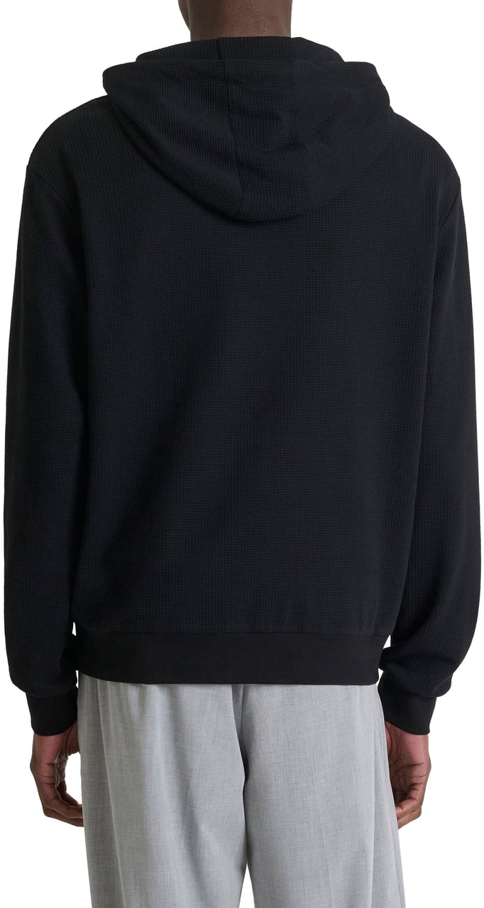 Antony Morato HOODIE RELAXED FIT IN DOBBY WITH EMBROIDERED LOGO Zwart