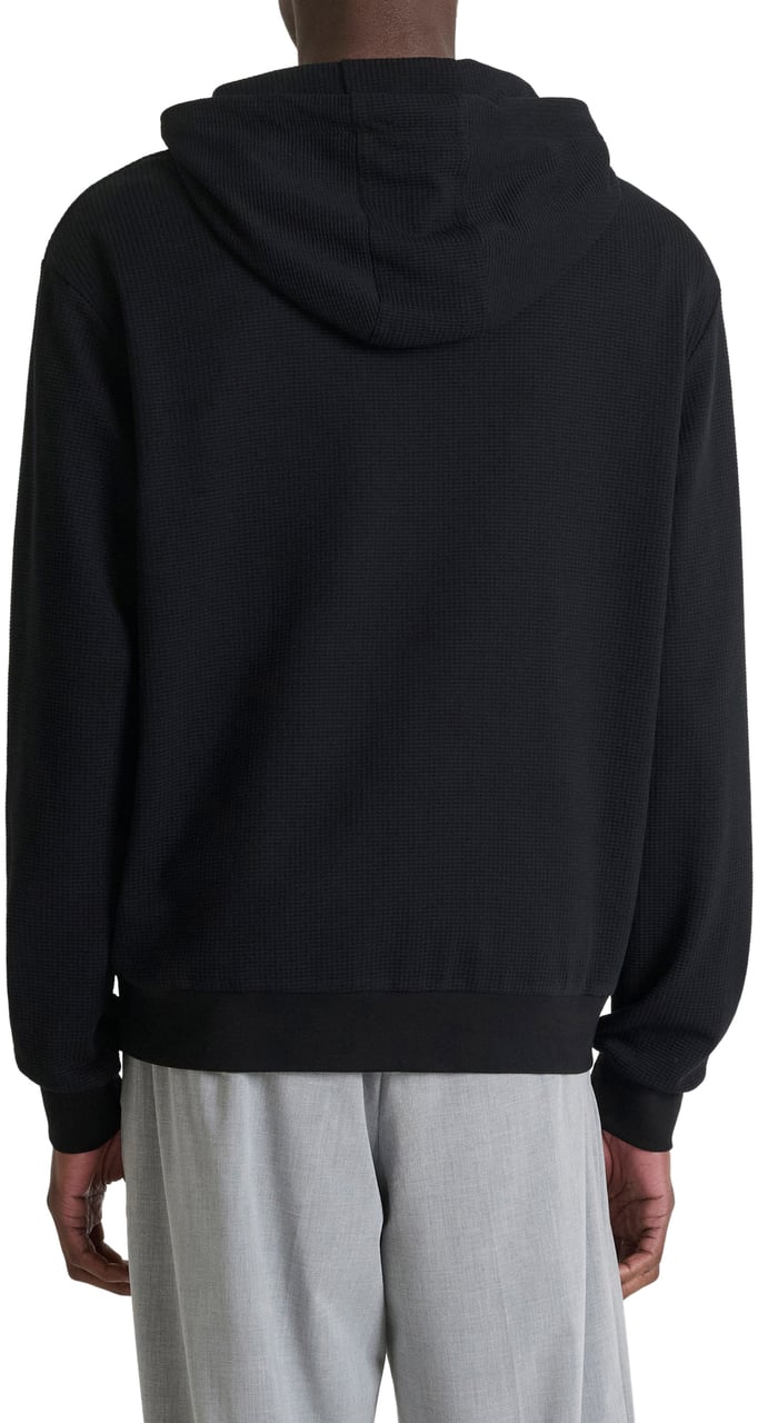 Antony Morato HOODIE RELAXED FIT IN DOBBY WITH EMBROIDERED LOGO Zwart