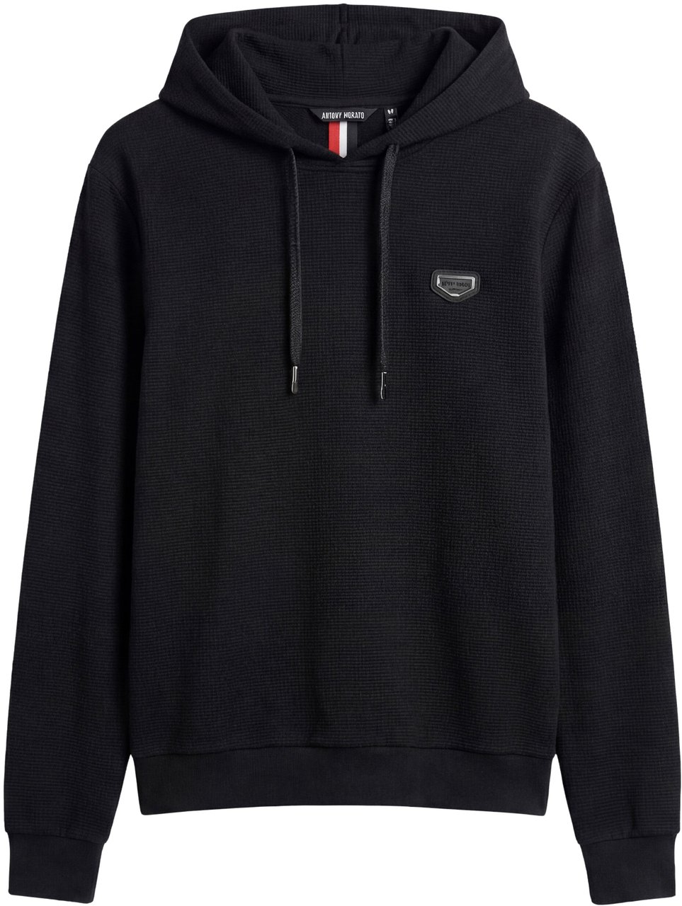Antony Morato HOODIE RELAXED FIT IN DOBBY WITH EMBROIDERED LOGO Zwart