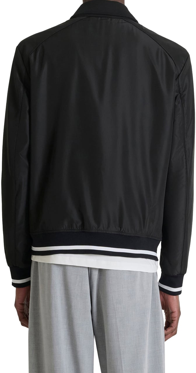 Antony Morato BOMBER FLEECE REGULAR FIT WITH FAKE LEATHER SLEEVES WITH METAL RUBBER  PLATE Zwart