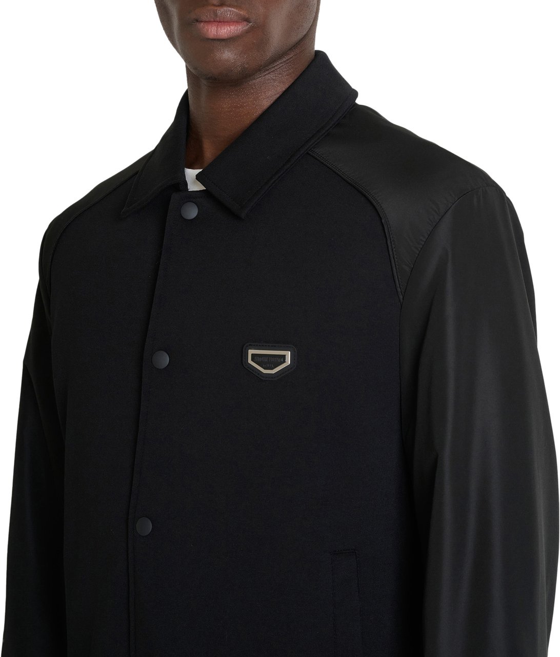 Antony Morato BOMBER FLEECE REGULAR FIT WITH FAKE LEATHER SLEEVES WITH METAL RUBBER  PLATE Zwart