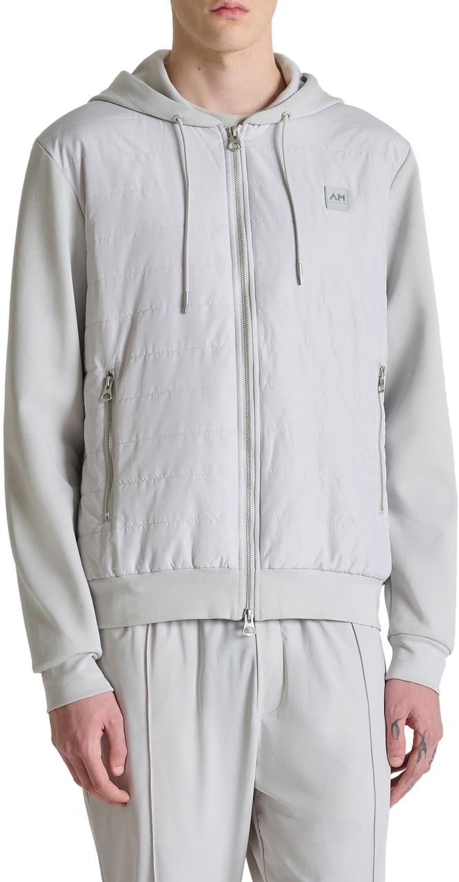 Antony Morato HOODIE REGULAR FIT WITH ZIP AND LIGHT PADDING CONTRAST BODY WITH LOGO PATCH Wit