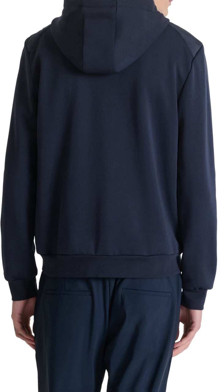 Antony Morato HOODIE REGULAR FIT WITH ZIP AND LIGHT PADDING CONTRAST BODY WITH LOGO PATCH Blauw