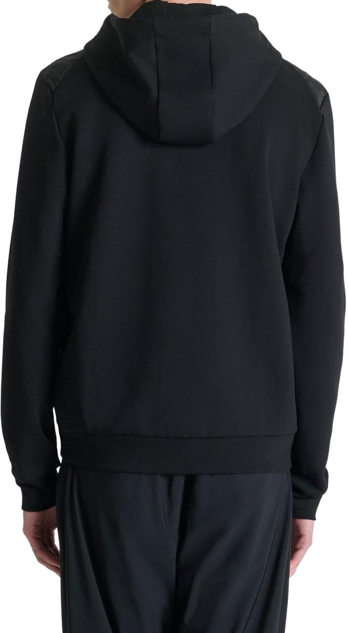 Antony Morato HOODIE REGULAR FIT WITH ZIP AND LIGHT PADDING CONTRAST BODY WITH LOGO PATCH Zwart
